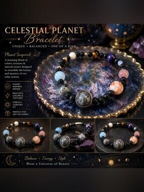 Celestial Planet Multicolor Bead Bracelet
